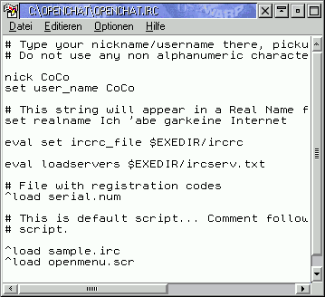OpenChat/2 Beispiel Konfiguration