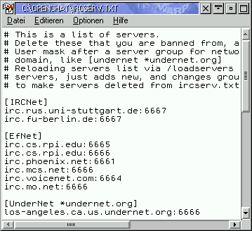 OpenChat/2 Serverliste